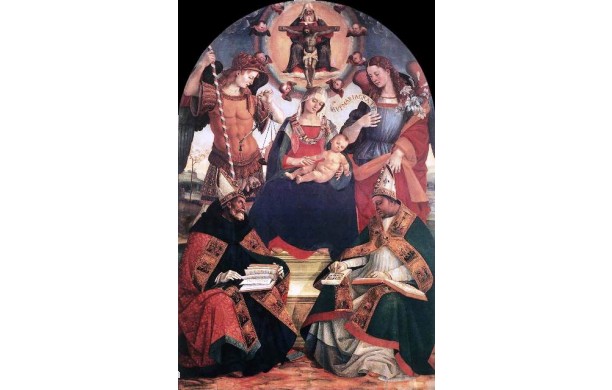 Agostino, Atanasio, la Madonna con il Bambino e la Trinit