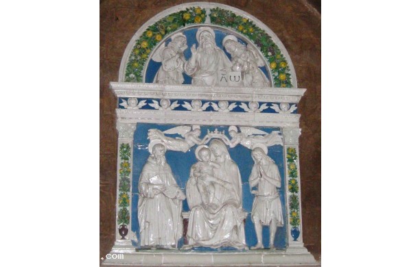 Madonna col Bambino e due Santi con Dio benedicente e due angeli