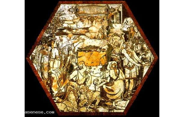 027 Tarsia pavimentale dell'Esagono centrale - Sacrificio dei sacerdoti di Baal