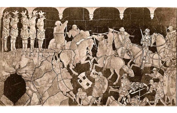 039 Tarsia pav. del Presbiterio e Coro - Giosuè che vince gli Amorrei