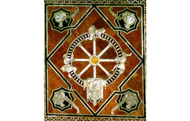 015 Tarsia pavimentale della navata centrale - Ruota della Fortuna
