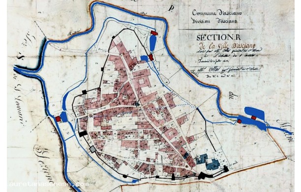 1813 - La Mappa di Ascano con Mura, Mulini e Corsi d'Acqua