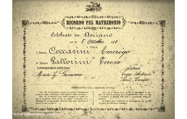 1918, Luned 7 Ottobre - Ricordo di Matrimonio