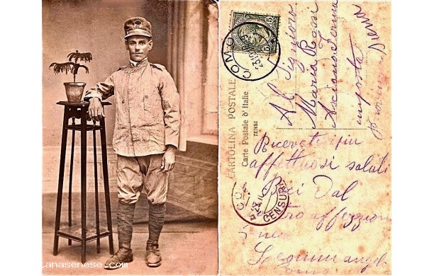 1916, Lunedì 23 Ottobre - Giovane soldato in partenza per il Fronte